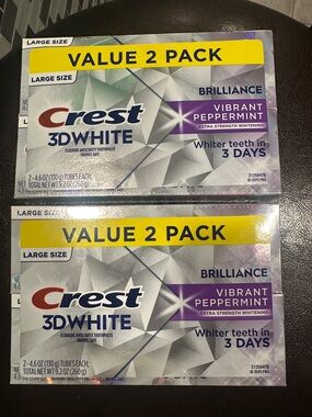 Crest 3D White Vibrant Peppermint Value 2 Pack - Yellow/White/Purple
